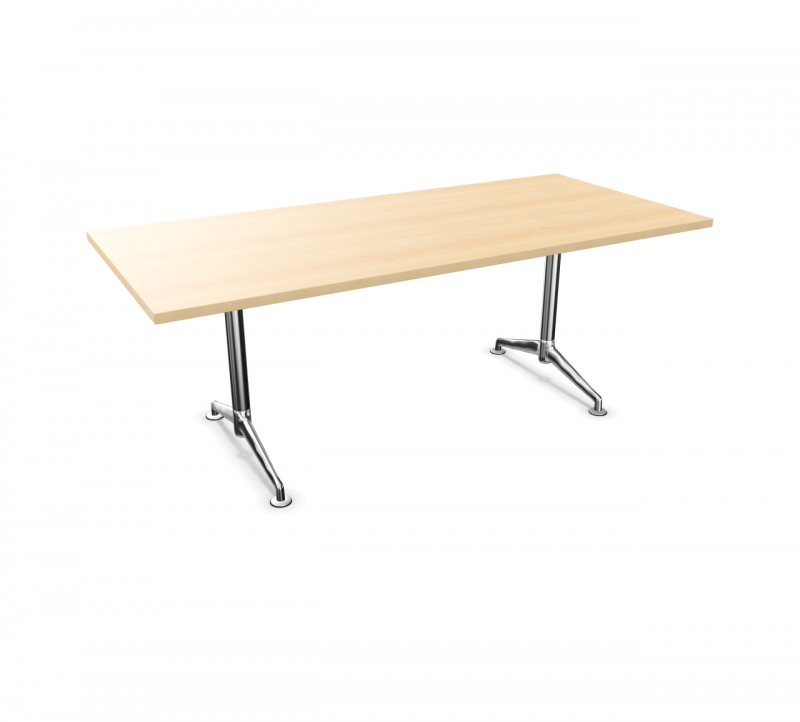 Fina Konferenztisch von Brunner mit heller Tischplatte und verchromtem Fußgestell für Besprechungen.